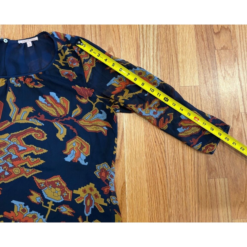 GIBSON LATIMER blouse Women's Size XL Floral Top Boho Chic Sheer 3/4 Sleeves - Picture 4 of 10